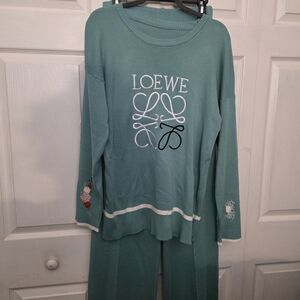 Loewe Sweater Knit Pantsuit  in Teal
